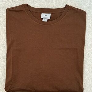 H&M Slim Fit Pima Cotton Men's Brown XL T-Shirt